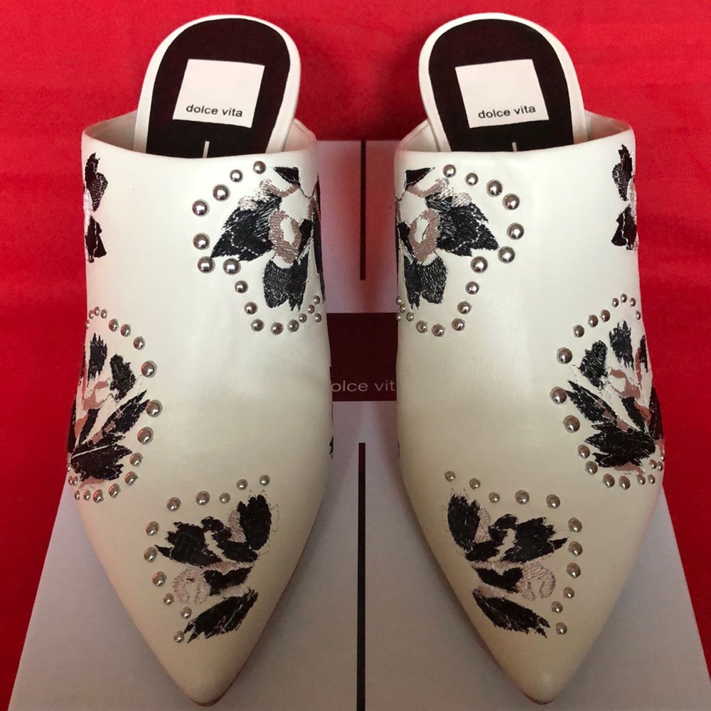 BRAND NEW DOLCE VITA BEADED LEATHER MULES 8